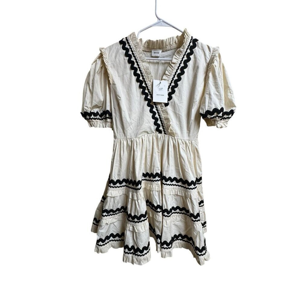 Aureum Cotton Puff Sleeve Tiered Dress NWT Size M